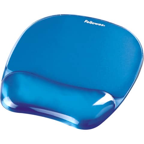 Tappetino mouse con poggiapolsi FELLOWES Crystal™ Gel blu trasparente 20,2 x 23,5 x 2,5 cm - 9114120